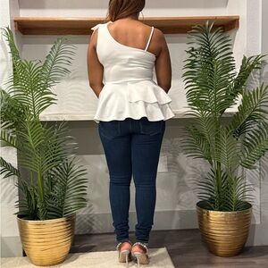 Women's One Shoulder Bow Peplum Top